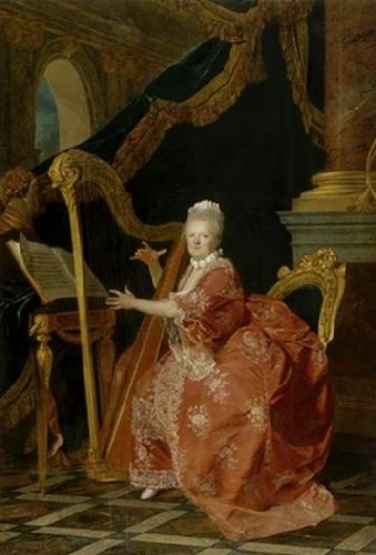 Etienne Aubry Victoire de France playing her harp Sweden oil painting art
